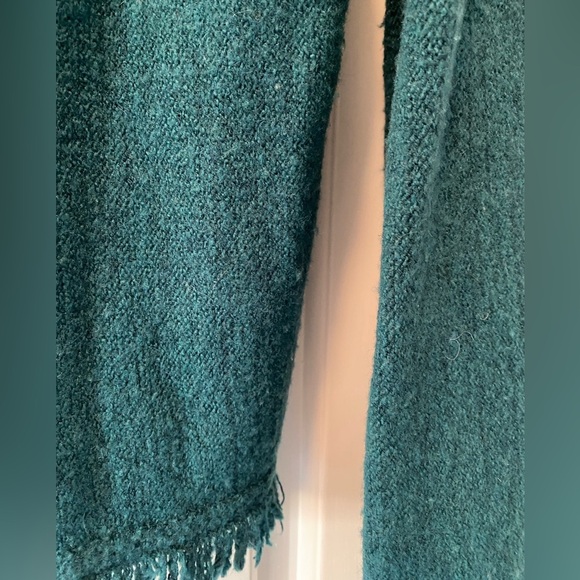 Anthropologie Teal Wool Blend Fringed Edge Sweater Size XS - Picture 6 of 8